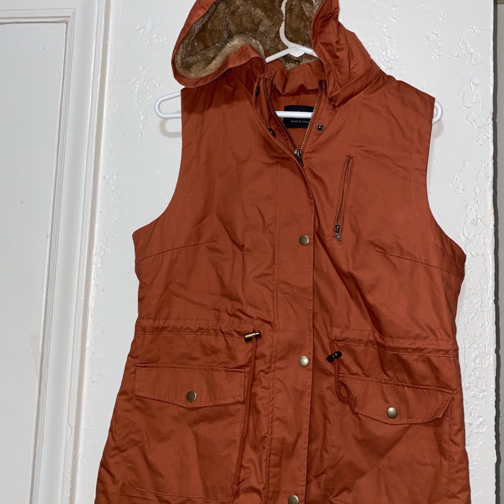 Women's Orange Hooded Vest